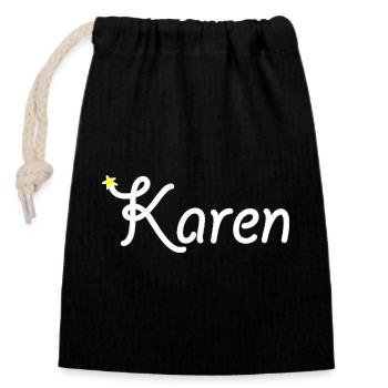 Karen - Sac cadeau en coton avec cordon (14 x 20 cm) - noir - Devant