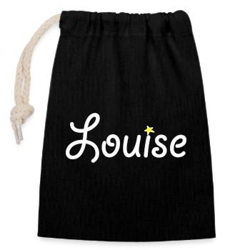 Louise - Sac cadeau en coton avec cordon (14 x 20 cm) - noir - Devant
