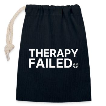 Therapy Failed Minimal Typo Spruch - Verschließbarer Geschenkbeutel aus Baumwolle (14x20cm) - Navy - Vorne