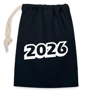 2026 year - Closable cotton gift bag (14x20cm) - navy - Front