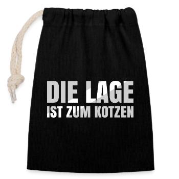 Die Lage ist zum kotzen - Verschließbarer Geschenkbeutel aus Baumwolle (14x20cm) - Schwarz - Vorne