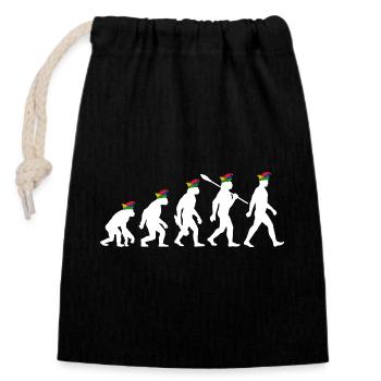 Homo Carnival | Évolution des Fous, Engraissé - Sac cadeau en coton avec cordon (14 x 20 cm) - noir - Devant