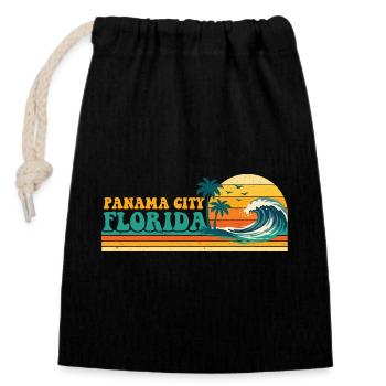 Panama City Florida Retro Spring Break Vacation - Closable cotton gift bag (14x20cm) - black - Front