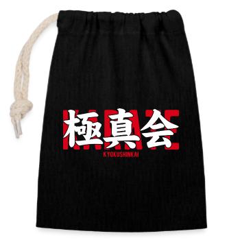 Kyokushin Karate Martial Arts Dojo Kanji Japon - Sac cadeau en coton avec cordon (14 x 20 cm) - noir - Devant