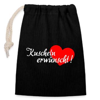 Cuddling Desired - White Red - Closable cotton gift bag (14x20cm) - black - Front