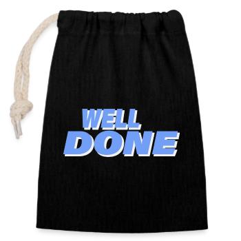 WELL DONE - Closable cotton gift bag (14x20cm) - black - Front
