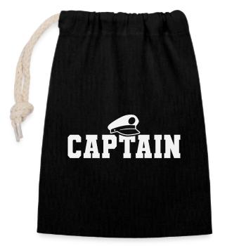Kapitän Bootsfahrer Sailor Sailing Nautical Boat - Verschließbarer Geschenkbeutel aus Baumwolle (14x20cm) - Schwarz - Vorne