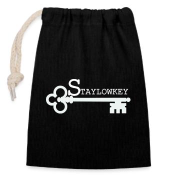 Stay Low Key Key Illustration - Closable cotton gift bag (14x20cm) - black - Front