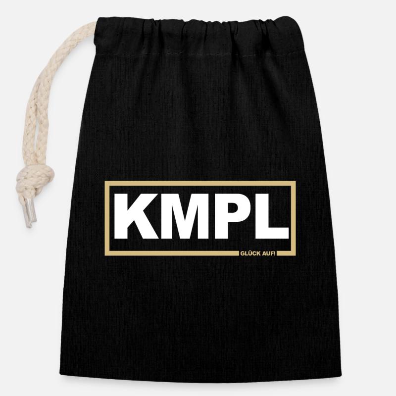 KMPL - Buddy gold - Closable cotton gift bag (14x20cm) - black