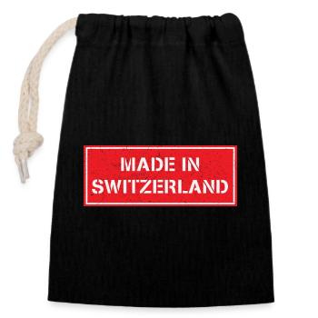 Made in Switzerland - Closable cotton gift bag (14x20cm) - black - Front