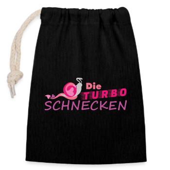 Muddy run shirt mud Matsch Laufshirt Team Schnecke - Verschließbarer Geschenkbeutel aus Baumwolle (14x20cm) - Schwarz - Vorne