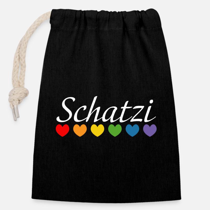 Regenbogenherz Schatzi LGBT lgbtqi queer - Verschließbarer Geschenkbeutel aus Baumwolle (14x20cm) - Schwarz