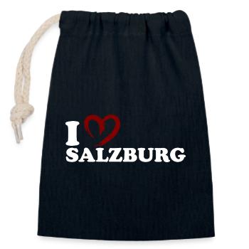 J’adore Salzbourg - Sac cadeau en coton avec cordon (14 x 20 cm) - bleu marine - Devant