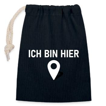 Ich bin hier 📍 - Verschließbarer Geschenkbeutel aus Baumwolle (14x20cm) - Navy - Vorne