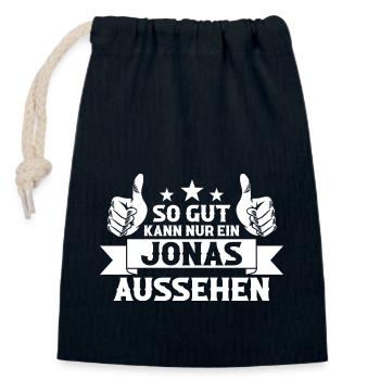 Jonas - Verschließbarer Geschenkbeutel aus Baumwolle (14x20cm) - Navy - Vorne