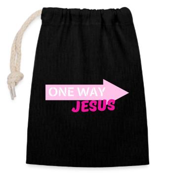Flèche de Jésus à sens unique - Sac cadeau en coton avec cordon (14 x 20 cm) - noir - Devant
