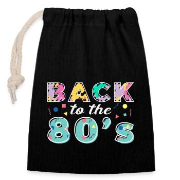 Retour aux années 80 Carnaval rétro Fête à thème des années 80 - Sac cadeau en coton avec cordon (14 x 20 cm) - noir - Devant