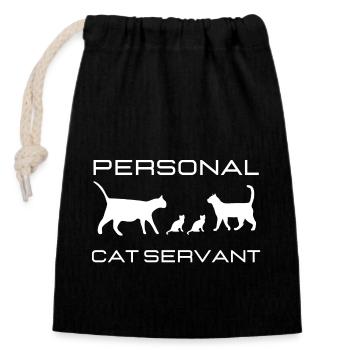 personal cat servant - Sac cadeau en coton avec cordon (14 x 20 cm) - noir - Devant