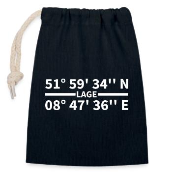Lage Koordinaten - Verschließbarer Geschenkbeutel aus Baumwolle (14x20cm) - Navy - Vorne