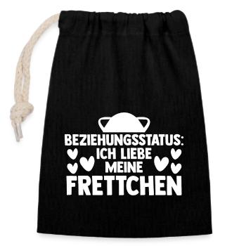Beziehungsstatus Ich liebe meine Frettchen - Verschließbarer Geschenkbeutel aus Baumwolle (14x20cm) - Schwarz - Vorne