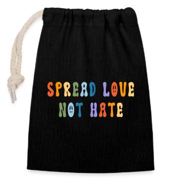 Spread Love Not Hate - Peace - Closable cotton gift bag (14x20cm) - black - Front