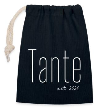 Bald Tante 2024 - Verschließbarer Geschenkbeutel aus Baumwolle (14x20cm) - Navy - Vorne