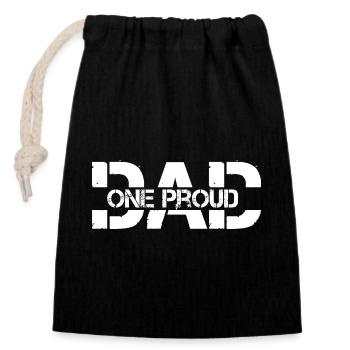 One proud dad - Closable cotton gift bag (14x20cm) - black - Front