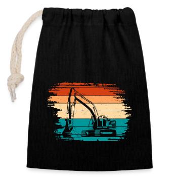 Excavator - Closable cotton gift bag (14x20cm) - black - Front