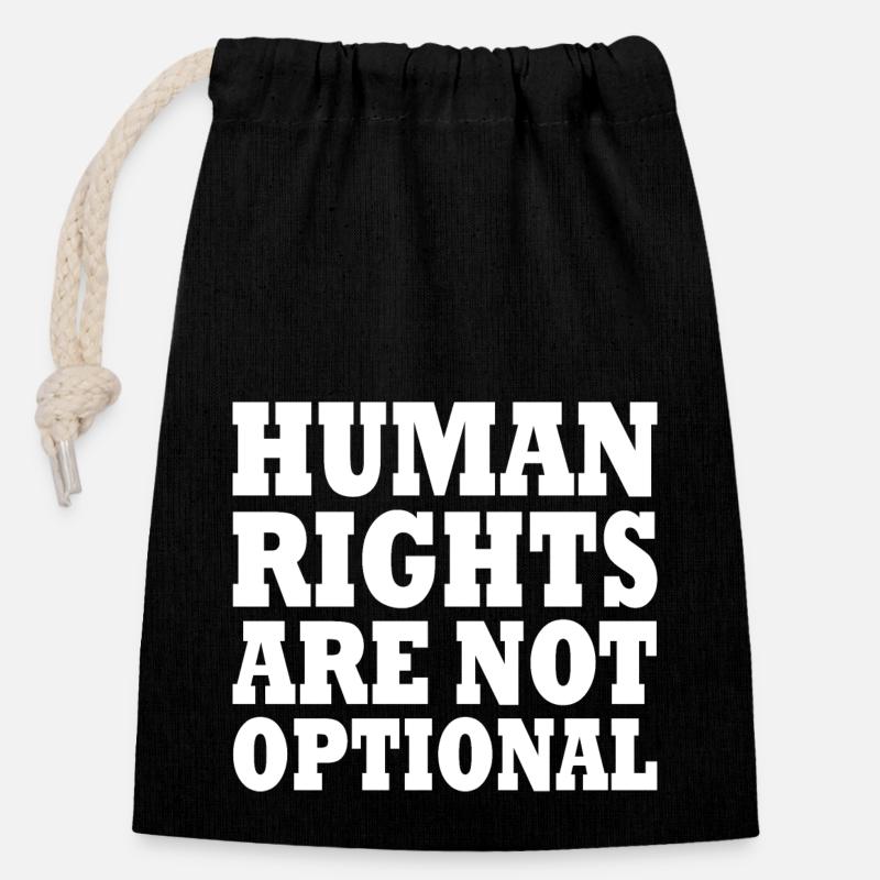 human rights are not optional - Closable cotton gift bag (14x20cm) - black