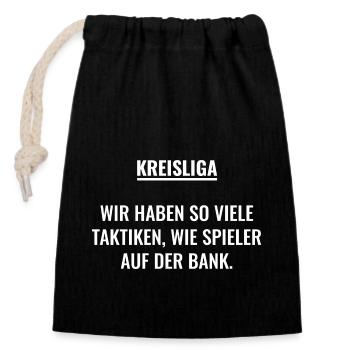 So viele Taktiken, wie Spieler auf der Bank - Verschließbarer Geschenkbeutel aus Baumwolle (14x20cm) - Schwarz - Vorne