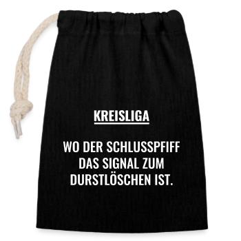 Das Signal zum Durstlöschen - Verschließbarer Geschenkbeutel aus Baumwolle (14x20cm) - Schwarz - Vorne