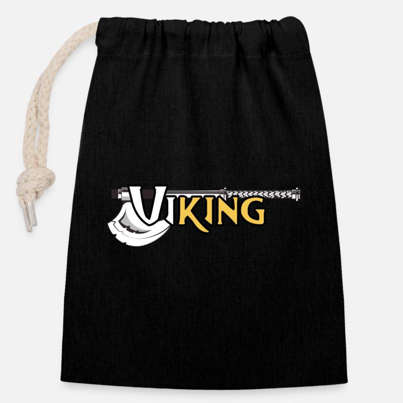 wikinger viKING nordisch keltisch mit Wikingeraxt - Verschließbarer Geschenkbeutel aus Baumwolle (14x20cm) - Schwarz