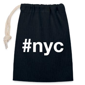 NYC Hashtag - Closable cotton gift bag (14x20cm) - navy - Front