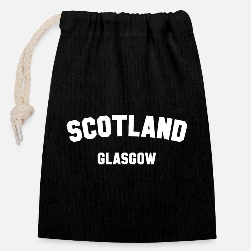 GLASGOW Écosse Schottland - Sac cadeau en coton avec cordon (14 x 20 cm) - noir