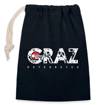 Graz City Grunge Logo Österreich - Verschließbarer Geschenkbeutel aus Baumwolle (14x20cm) - Navy - Vorne