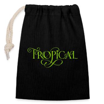 Tropical - Closable cotton gift bag (14x20cm) - black - Front