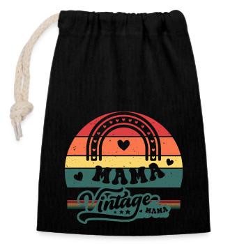 Maman Vintage - Sac cadeau en coton avec cordon (14 x 20 cm) - noir - Devant