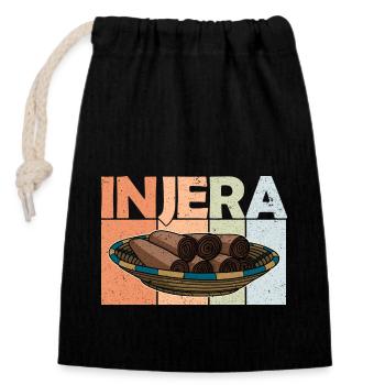 National Äthiopische Küche Brot Backen Injera - Verschließbarer Geschenkbeutel aus Baumwolle (14x20cm) - Schwarz - Vorne