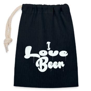 I love beer - Closable cotton gift bag (14x20cm) - navy - Front