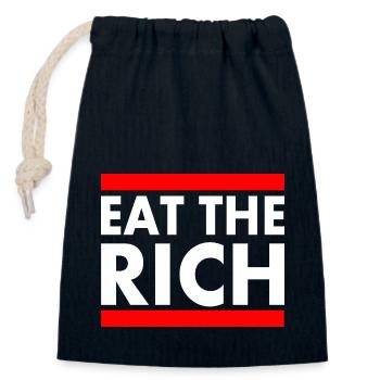 Eat the rich - Verschließbarer Geschenkbeutel aus Baumwolle (14x20cm) - Navy - Vorne