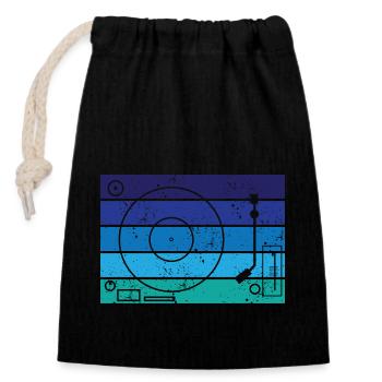 Vinyle - Sac cadeau en coton avec cordon (14 x 20 cm) - noir - Devant