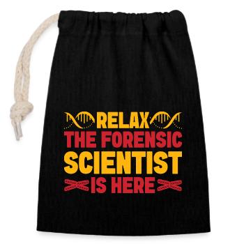 La majeure en sciences médico-légales est ici - Sac cadeau en coton avec cordon (14 x 20 cm) - noir - Devant