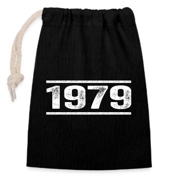 1979 Retro 1979 Birthday 1979 Vintage 1979 - Closable cotton gift bag (14x20cm) - black - Front