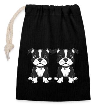 Pit Terrier Dog Comic - Closable cotton gift bag (14x20cm) - black - Front