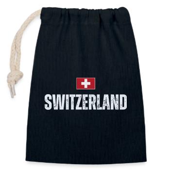 J’aime la Suisse, patriote suisse - Sac cadeau en coton avec cordon (14 x 20 cm) - bleu marine - Devant
