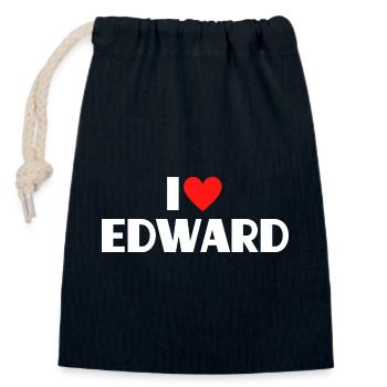 I love Edward Red Heart Romantic Name Fan - Closable cotton gift bag (14x20cm) - navy - Front