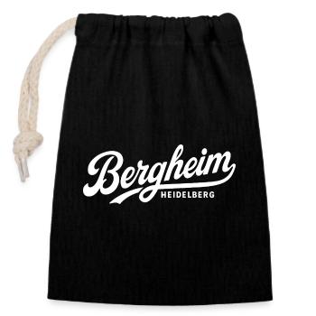 Bergheim Heidelberg Vintage Lettering Design - Verschließbarer Geschenkbeutel aus Baumwolle (14x20cm) - Schwarz - Vorne
