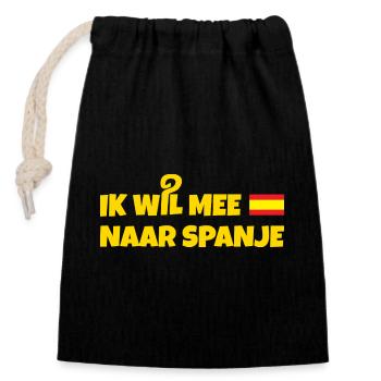 Ich möchte nach Spanien - Verschließbarer Geschenkbeutel aus Baumwolle (14x20cm) - Schwarz - Vorne