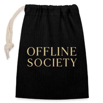 Offline Society Schriftzug - Verschließbarer Geschenkbeutel aus Baumwolle (14x20cm) - Schwarz - Vorne