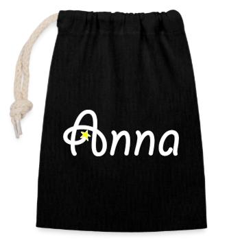 Anna - Sac cadeau en coton avec cordon (14 x 20 cm) - noir - Devant